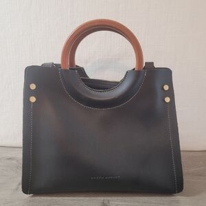 Laura Ashley Black Handbag with Wooden Handles